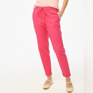 J. Crew Factory Linen-Cotton Blend Drawstring Pant in Fuchsia Pink | Size 6